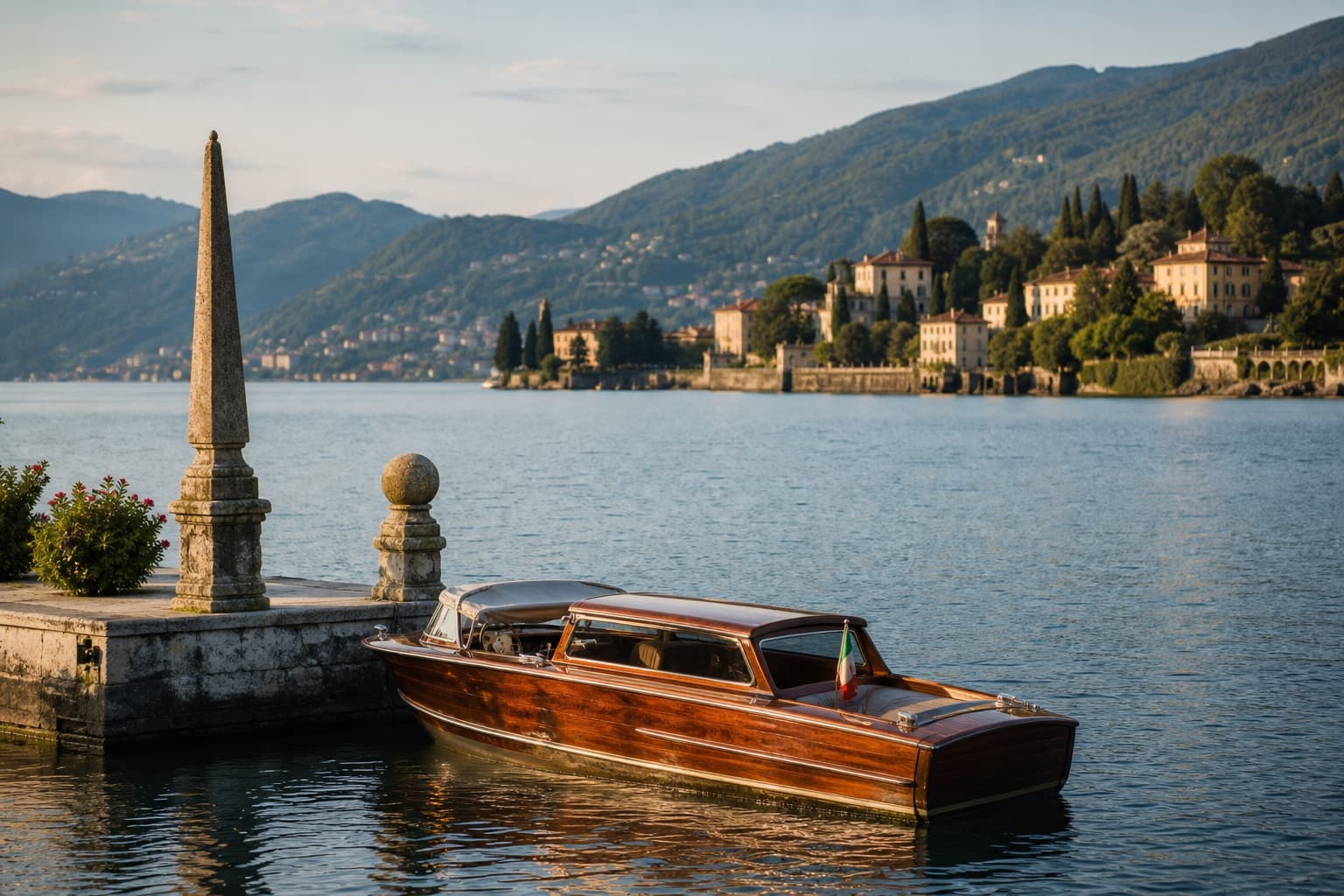 Wooden water taxi on Lake Maggiore