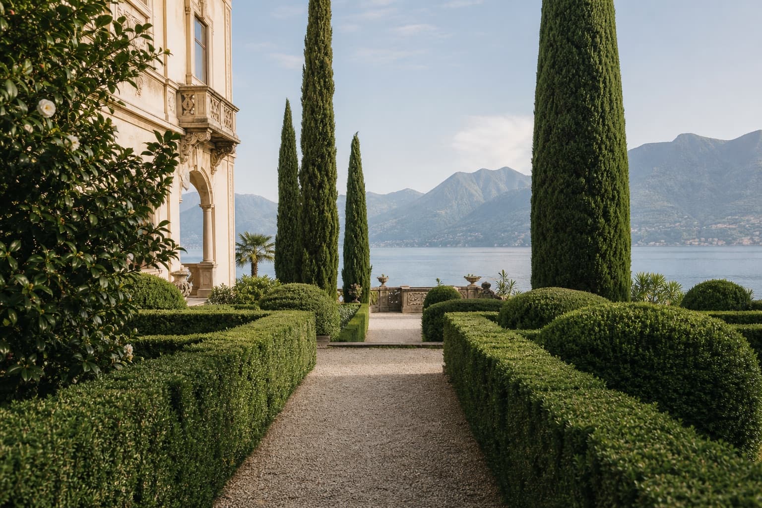 Formal Italian garden overlooking Lake Maggiore